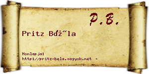 Pritz Béla névjegykártya